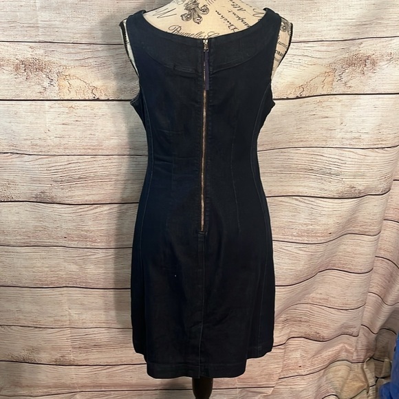 Anthropologie Holding Horses Clara Denim Dress Tie Front Bow Blue Size 4 Petite - Picture 7 of 11